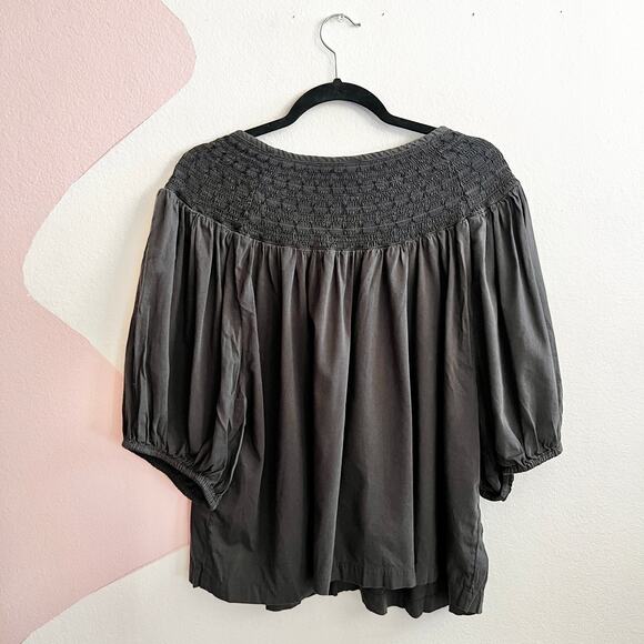 Old Navy Gray Peasant Top Boho Flowy Cottagecore Hippie Minimalist 2X - Picture 2 of 6